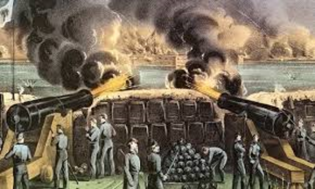 Confederate forces fire on Fort Sumter