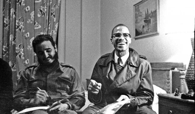 Malcolm X meets with Fidel Castro