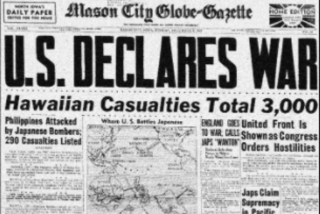 The U.S declares war on Japan