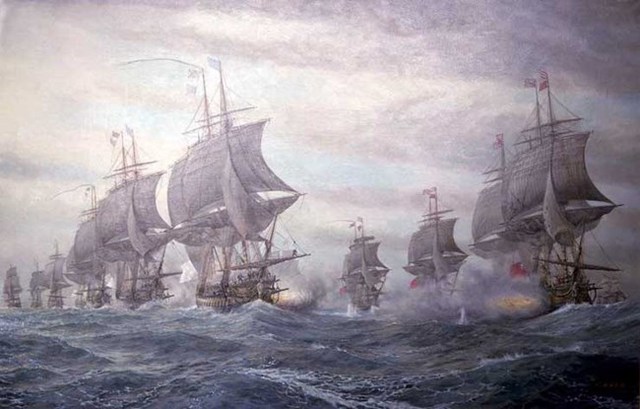 The French defeat the British at the Battle of the Capes