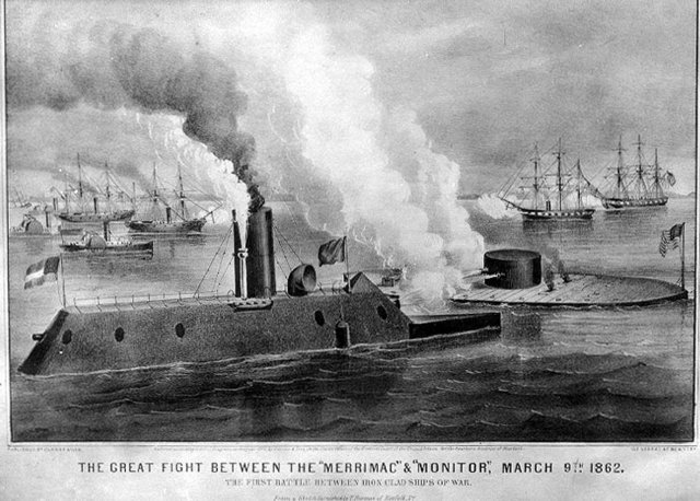 The Merrimac and The Monitor Fight Of Virginia Coast