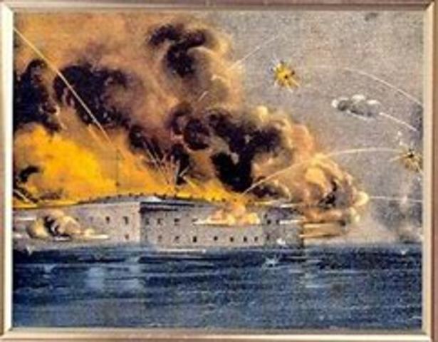 Confederate forces fire on Fort Sumter