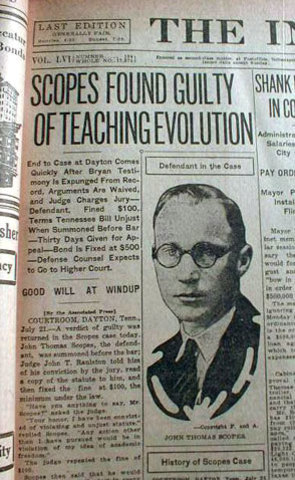 Scopes Violates Ban on Teaching Evolution