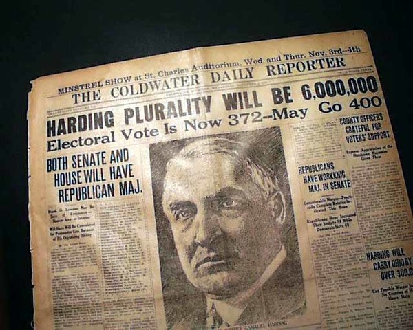 Harding wins the Election by a Landslide