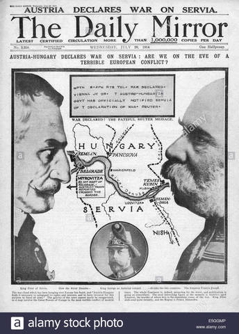Austria-Hungary declares war on Serbia
