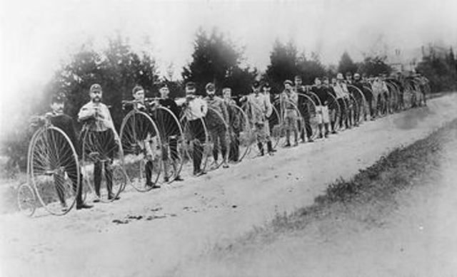 Participants in one of America's first organized bicycle tours