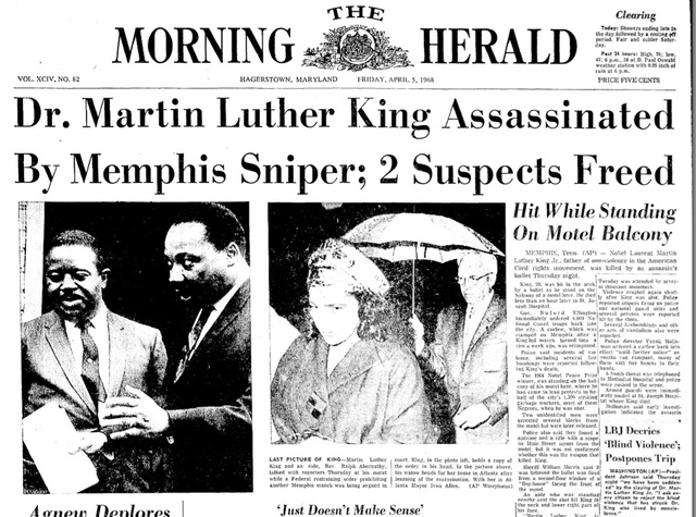 Martin Luther King is assassinated