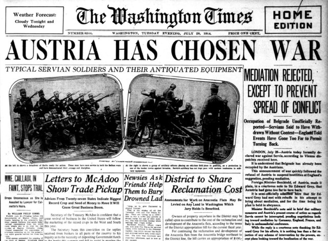 Austria-Hungary declares war on Serbia