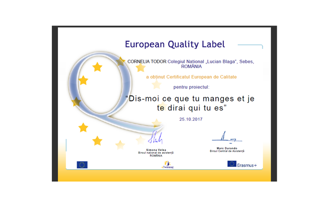 Certificat de Calitate European