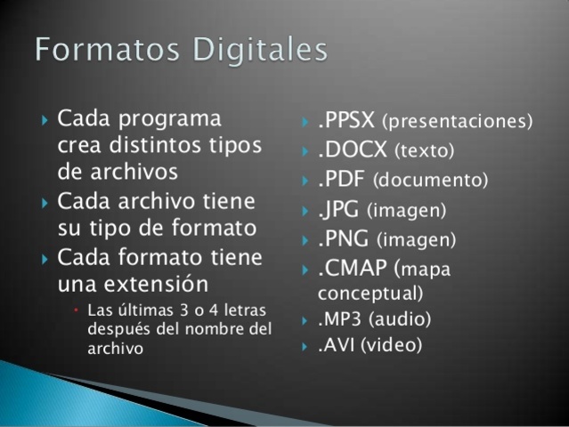 Tipos de formatos digitales
