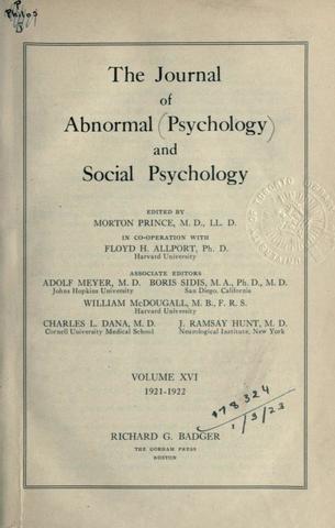 Journal of Abnormal and Social Psychology