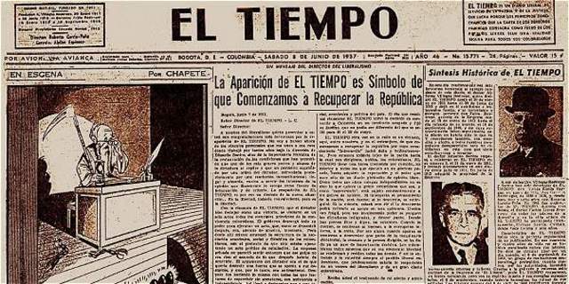 Aparición de el periódico el Tiempo