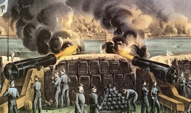 Confederate forces fire on Fort Sumter