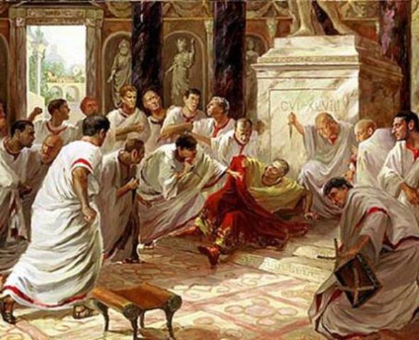 El día en que Julio César cae asesinado a la entrada de la Curia