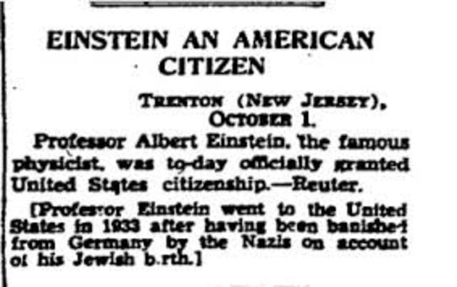 Einstein Renounced German Citizenship