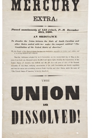 South Carolina votes to secede from the us