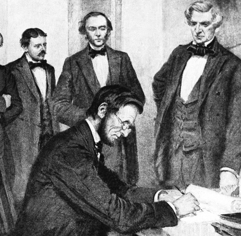 Announce emancipation proclamation