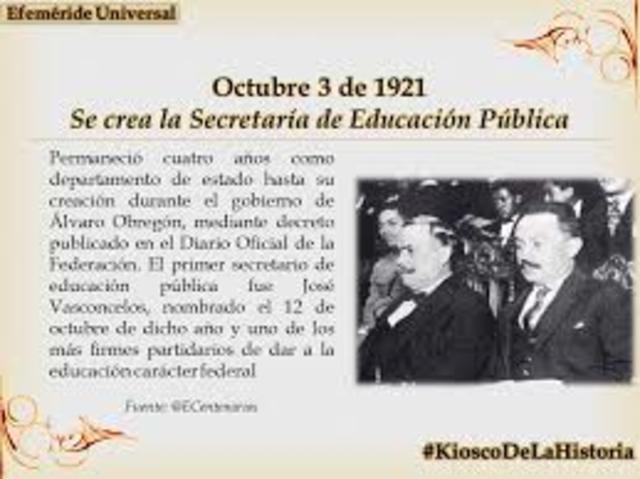 Creación de la  Secretaría de Educación Pública