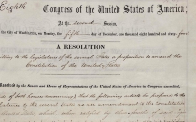 Congress passes the 13th amendment