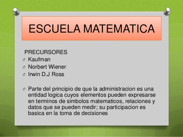 ESCUELA MATEMÁTICA DE LA ADMINISTRACIÓN