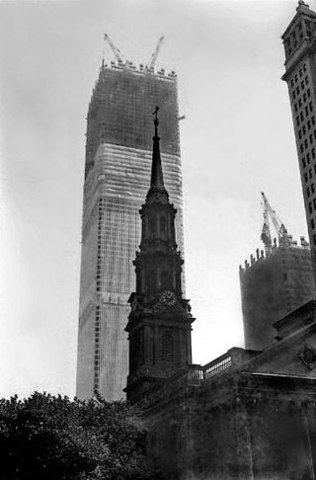 Construction work began on the North Tower