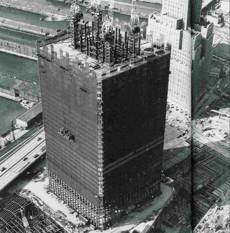 Construction work began on the South Tower