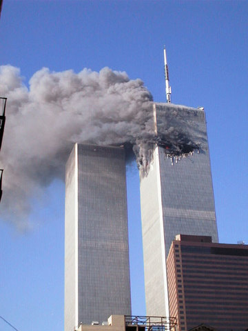 Islamist terrorists hijacked American Airlines Flight 11 and crashed it into the North Tower at 8:46:40 a.m.