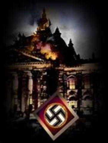 Nazi squads start a fire in the Reichstag