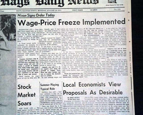 Nixon Imposes Wage Freeze/ Stagflation