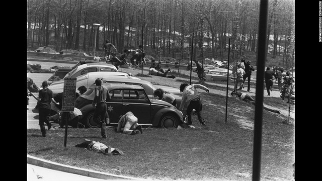 National Guard Troops Kill Student Protesters at Kent State.