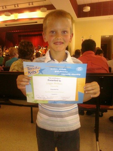 I was awarded a Terrific Kid for honesty!