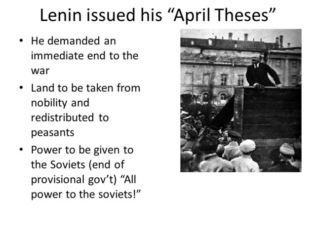 explain the lenin's april thesis