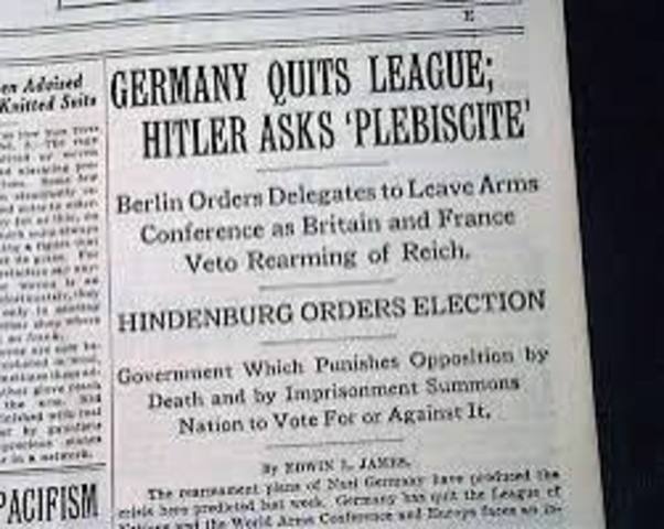Germany withdraws from the League of Nations