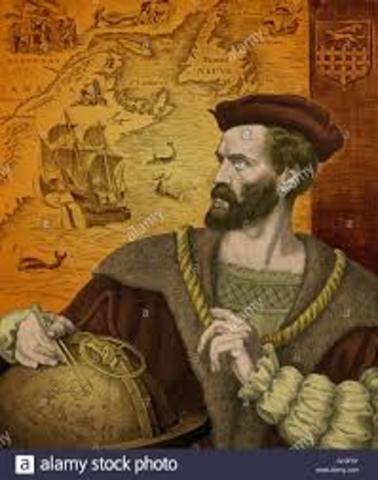Jacques Cartier claims the St. Lawrence region for France