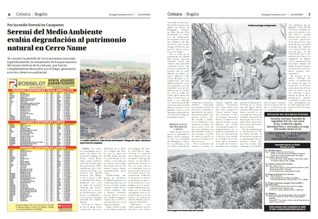 Seremi de medio ambiente evalúa degradación al patrimonio natural en cerro name