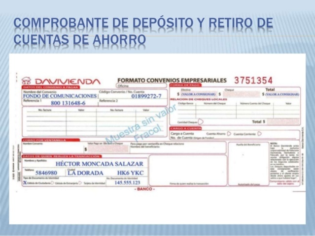 COMPROBANTE DE DEPÓSITO Y RETIRO DE CUENTAS DE AHORROS