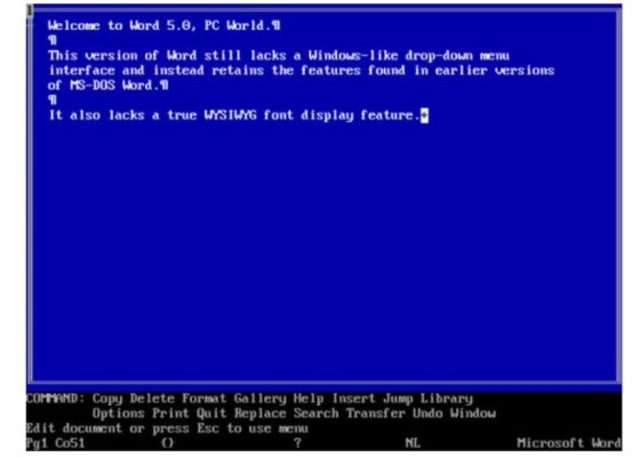 Word para Windows 1.0 a Windows 2.x