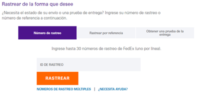Rastreo de envío por parte de la empresa FedEx