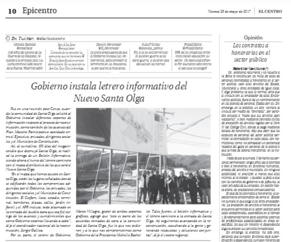 Gobierno instala letrero informativo del Nuevo Santa Olga