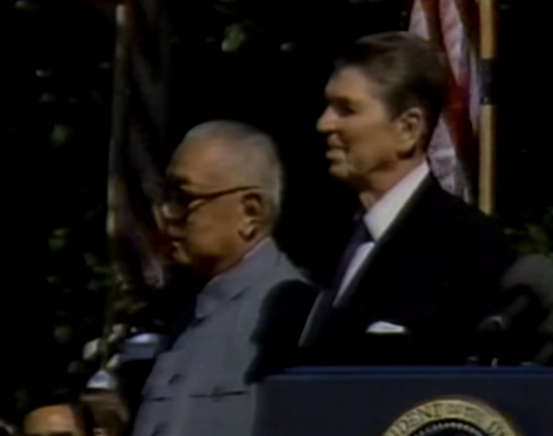 Reagan Welcomes President Li Xinping to White House While Recovering From an Assassination Attempt.