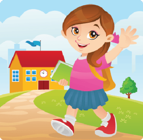 Yo fuí a la escuela por la primera vez con mis amigas.