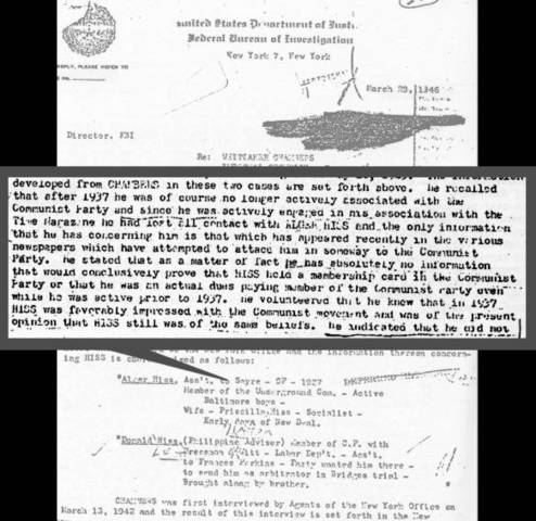 Chambers is interviewed another time by a member of the Sate Department saying another time he left the party in 1937.