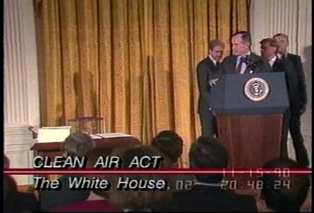 Bush signs the Clean Air Act Amendments of 1990