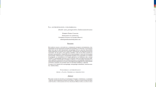 LA ANTROPOLOGÍA COLOMBIANA: desde una perspectiva latinoamericana