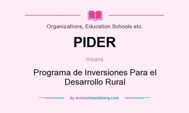 PROGRAMA DE INVERSION PARA EL DESARROLLO RURAL (PIDER)R)