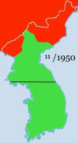 The UN forces and South Korean troops advanced.