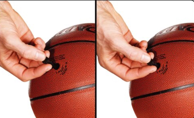 Built in pump balls invented by Spalding