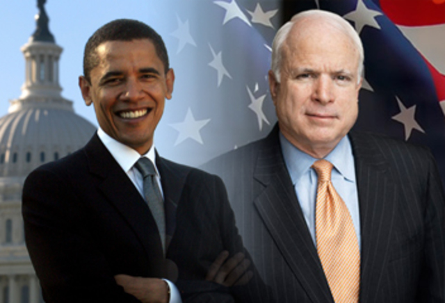 McCain and Obama campaign and race
