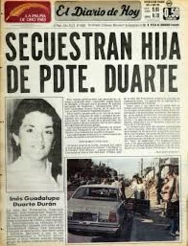 Secuestro de Ines Guadalupe Duarte, Hija del Presidente Duarte.