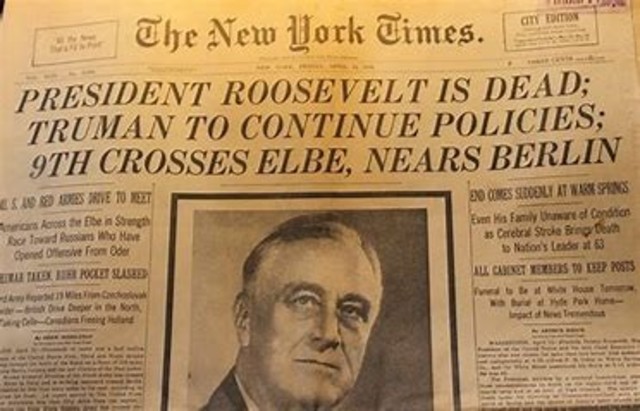 President Roosevelt dies